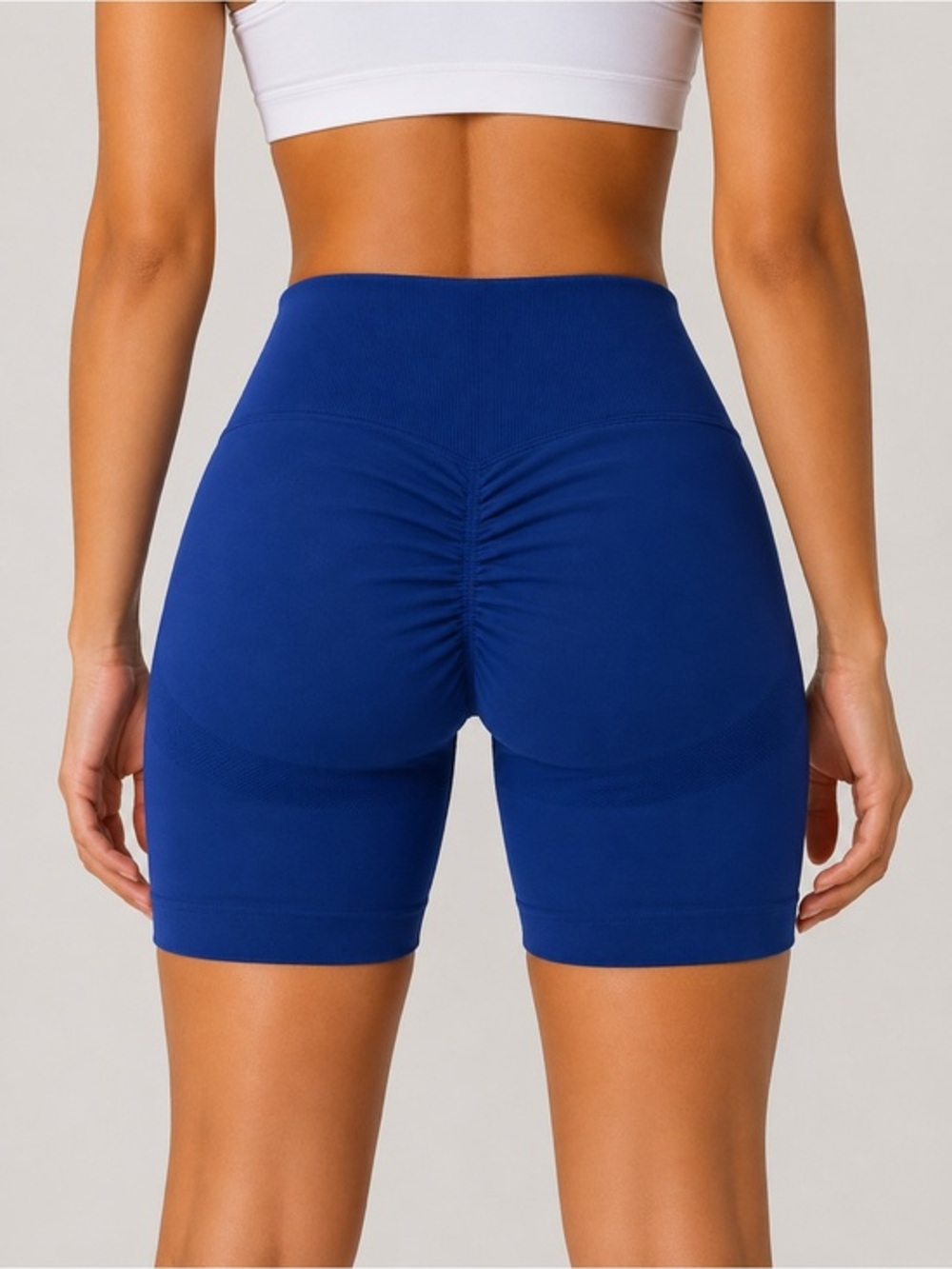 Seamless High-Waist Scrunch Bike Shorts - Royal Blue